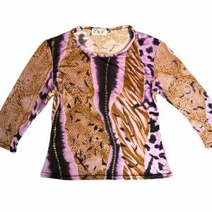 French brand E&L Paris 3/4 sleeve sparkly top